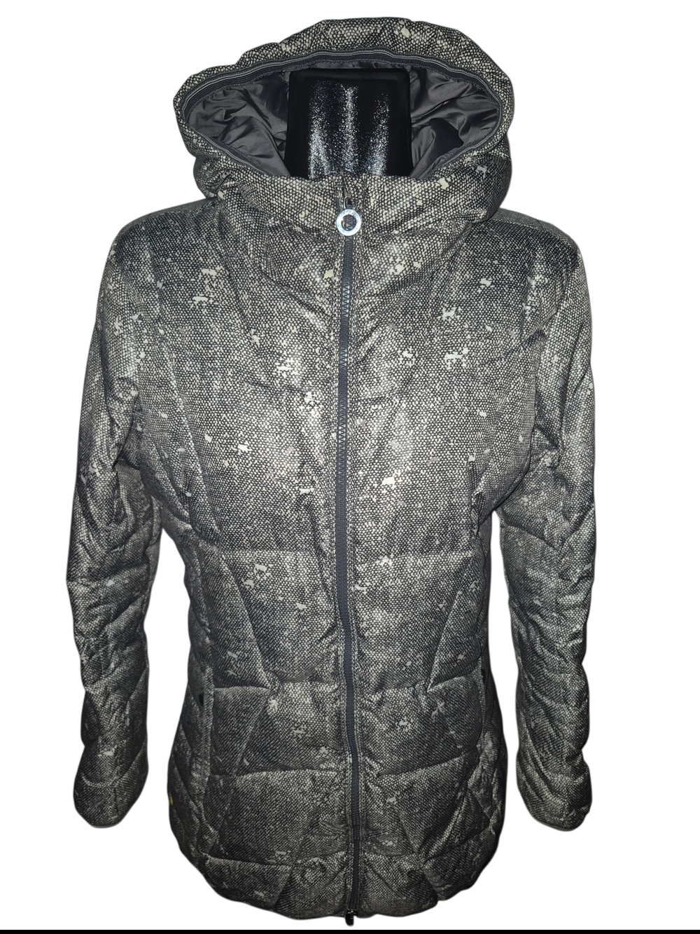 Lole Women's Hooded Quilted Down Winter Puffer Jacket Speckled Gray Size XL